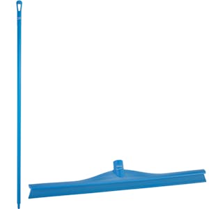23.6" Blue Polypropylene Vikan® Ultra Hygiene Squeegee with Single TPE Rubber Blade & 66.9" Blue Ultra Hygienic Handle