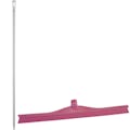 23.6" Pink Polypropylene Vikan® Ultra Hygiene Squeegee with Single TPE Rubber Blade & 66.9" White Ultra Hygienic Handle