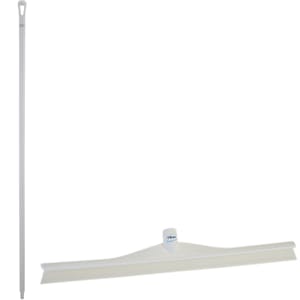 23.6" White Polypropylene Vikan® Ultra Hygiene Squeegee with Single TPE Rubber Blade & 66.9" White Ultra Hygienic Handle