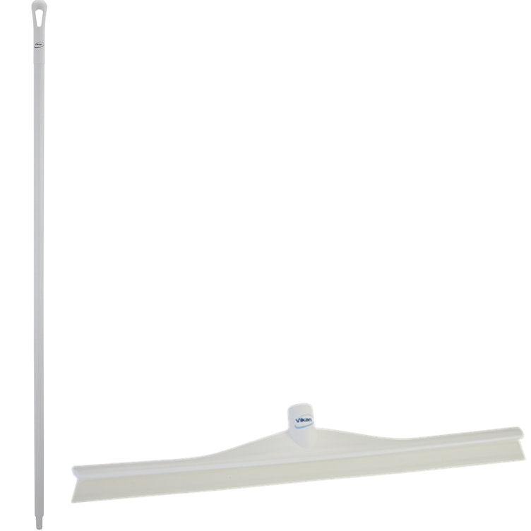 23.6" White Polypropylene Vikan® Ultra Hygiene Squeegee with Single TPE Rubber Blade & 66.9" White Ultra Hygienic Handle
