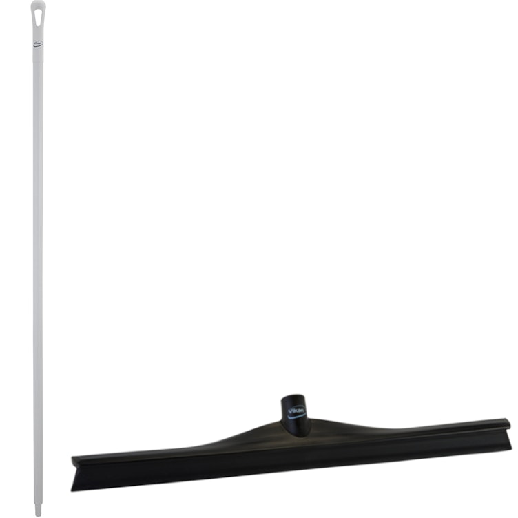 23.6" Black Polypropylene Vikan® Ultra Hygiene Squeegee with Single TPE Rubber Blade & 66.9" White Ultra Hygienic Handle