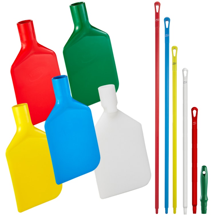 Vikan® Color-Coded Rigid Paddle Scrapers with Handles