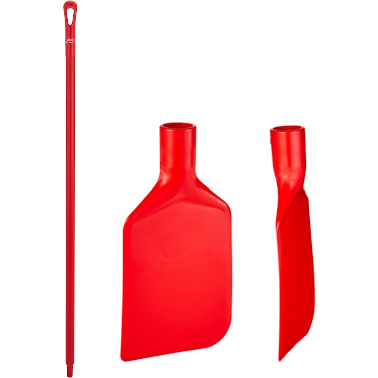 Red Polyamide Vikan® Rigid Paddle Scraper with 51.2" Red Ultra Hygienic Handle