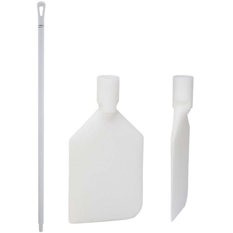 White Polyamide Vikan® Rigid Paddle Scraper with 51.2" White Ultra Hygienic Handle