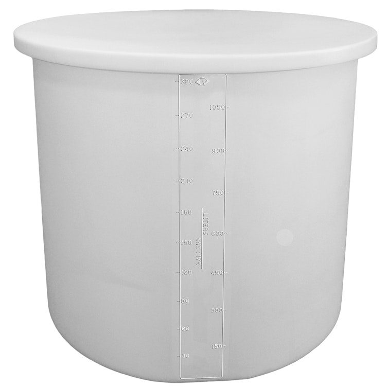 300 Gallon Natural MDLPE Cylindrical ProChem® Open Top Process Chemical Tank (1.9 Specific Gravity) with 53" Cover - 48" Dia. x 43-1/2" Hgt.