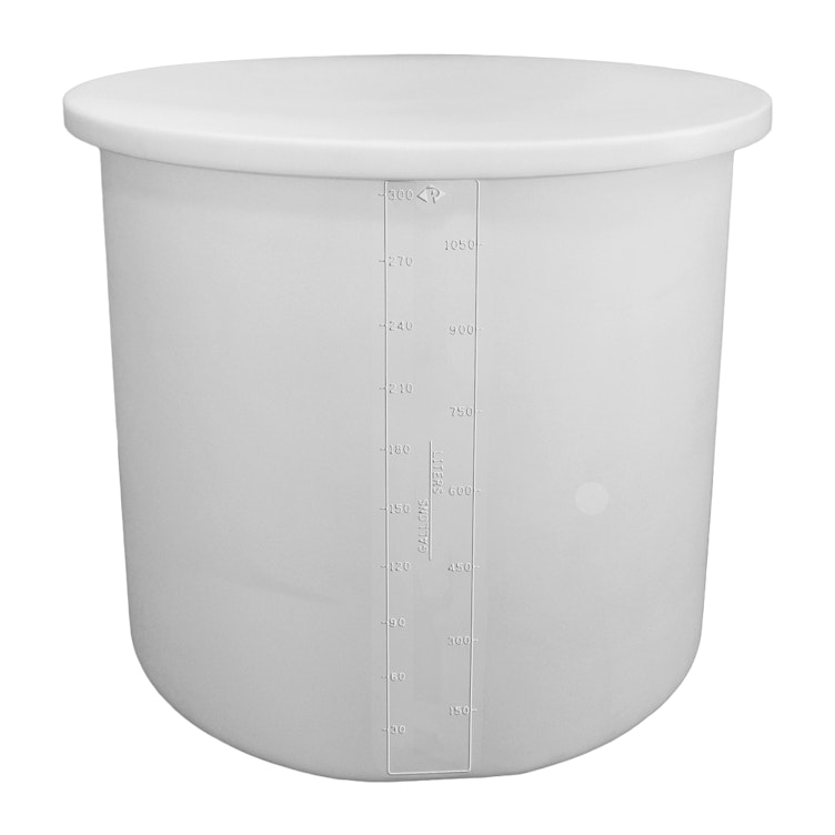 300 Gallon Natural Polypropylene Cylindrical ProChem® High-Temperature Open Top Process Chemical Tank with Cover - 48" Dia. x 43-1/2" Hgt.