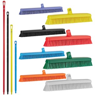 Vikan® Color-Coded Heavy-Duty Push Brooms with Ultra Hygienic Handles