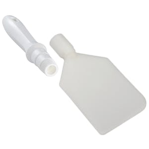 White LDPE Vikan® Flexible Paddle Scraper with 6.3" White Mini Handle