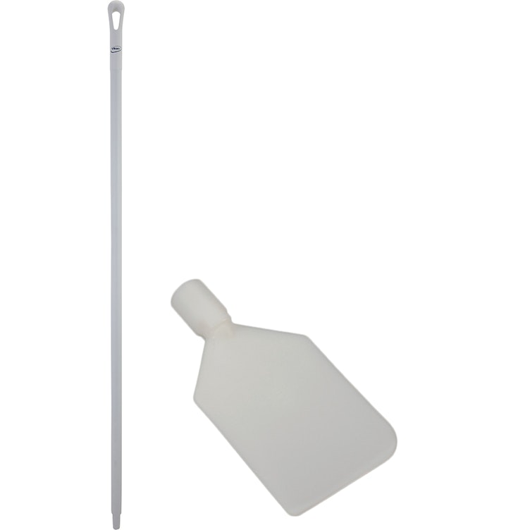 White LDPE Vikan® Flexible Paddle Scraper with 66.9" White Ultra Hygienic Handle