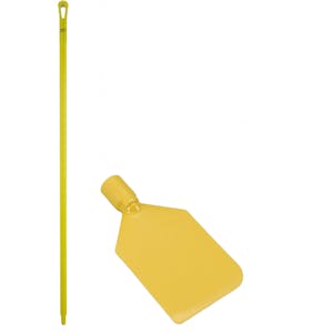 Yellow LDPE Vikan® Flexible Paddle Scraper with 66.9" Yellow Ultra Hygienic Handle