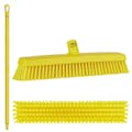 16.5" Yellow Polypropylene Vikan® Heavy-Duty Push Broom with Soft & Stiff Bristles & 40" Yellow Ultra Hygienic Handle