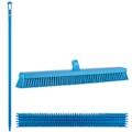 24.4" Blue Polypropylene Vikan® Heavy-Duty Push Broom with Soft & Stiff Bristles & 51" Blue Ultra Hygienic Handle