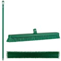 24.4" Green Polypropylene Vikan® Heavy-Duty Push Broom with Soft & Stiff Bristles & 51" Green Ultra Hygienic Handle