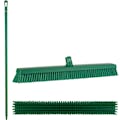24.4" Green Polypropylene Vikan® Heavy-Duty Push Broom with Soft & Stiff Bristles & 59" Green Ultra Hygienic Handle