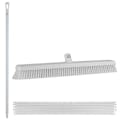 24.4" White Polypropylene Vikan® Heavy-Duty Push Broom with Soft & Stiff Bristles & 51" White Ultra Hygienic Handle