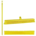 24.4" Yellow Polypropylene Vikan® Heavy-Duty Push Broom with Soft & Stiff Bristles & 51" Yellow Ultra Hygienic Handle