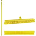24.4" Yellow Polypropylene Vikan® Heavy-Duty Push Broom with Soft & Stiff Bristles & 67" Yellow Ultra Hygienic Handle