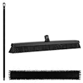 24.4" Black Polypropylene Vikan® Heavy-Duty Push Broom with Soft & Stiff Bristles & 51" Black Ultra Hygienic Handle