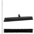 24.4" Black Polypropylene Vikan® Heavy-Duty Push Broom with Soft & Stiff Bristles & 67" White Ultra Hygienic Handle
