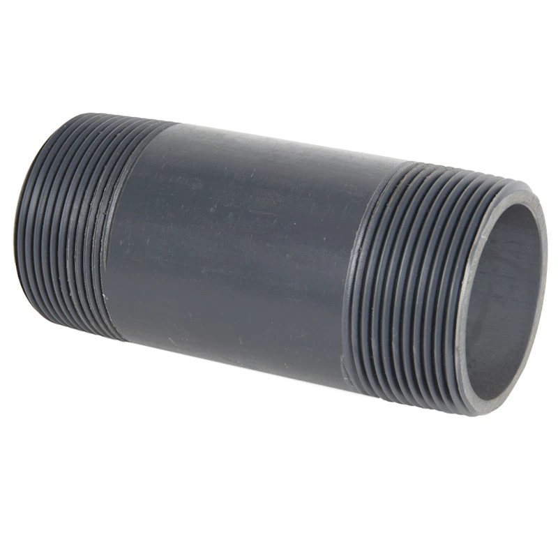 2-1/2" MNPT x 2-1/2" MNPT Smooth Gray Schedule 80 PVC Pipe Nipple - 6" L