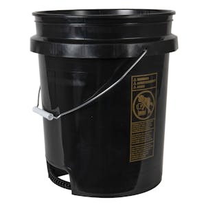 5 Gallon Black HDPE Round Built-in Bottom Handle Bucket with Wire Handle (Lid Sold Separately)