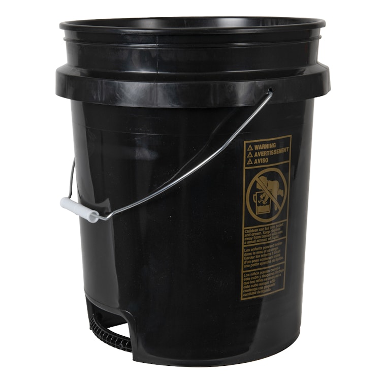5 Gallon Black HDPE Round Built-in Bottom Handle Bucket with Wire Handle (Lid Sold Separately)