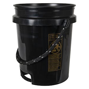 5 Gallon Black HDPE Round Built-in Bottom Handle Bucket with Rope Handle (Lid Sold Separately)