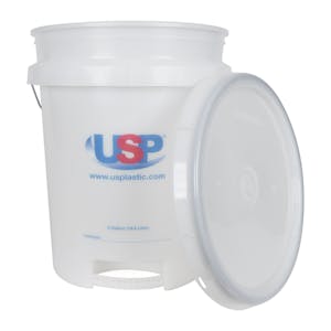 USP Premium Built-In Bottom Handle 5 Gallon Graduated Bucket & Lid