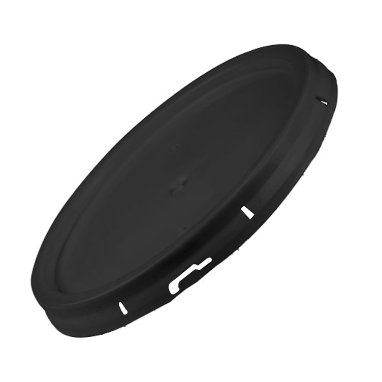 Black HDPE Lid with Tear Tab for 5 Gallon Round Built-In Bottom Handle Buckets