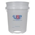 5 Gallon Natural HDPE USP Premium Built-In Bottom Handle Graduated Round Bucket with Wire Handle (Lid Sold Separately)