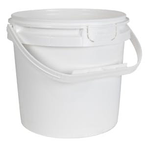 1 Gallon White HDPE Tamper-Evident Round M5 Lightweight Bucket with Plastic Handle (Lid Sold Separately)