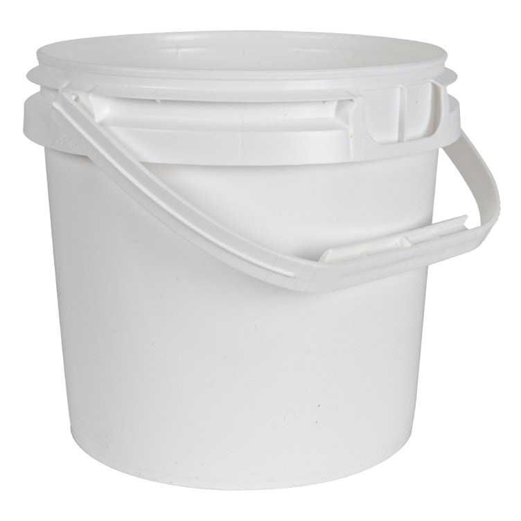 1 Gallon White HDPE Round M5 Lightweight Bucket with Plastic Handle (Lid Sold Separately)