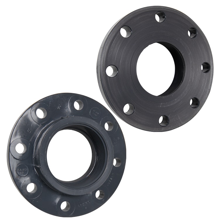 4" Schedule 80 Gray PVC Threaded 150 lb. Companion Flange