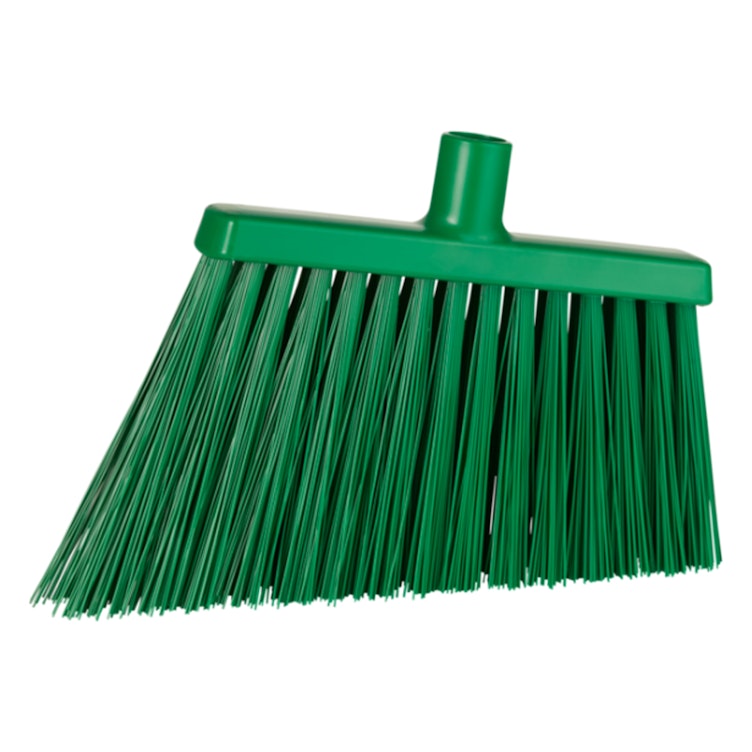 11.4" Green Polypropylene Vikan® Angle Cut Broom Head with Stiff Polyester Bristles (Handle Sold Separately)