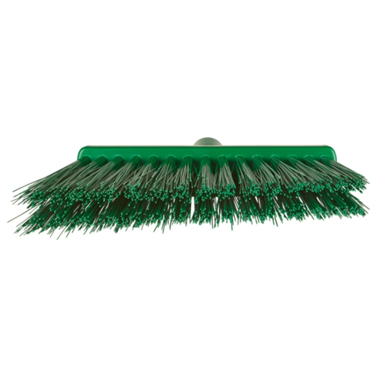 11.4" Green Polypropylene Vikan® Angle Cut Broom Head with Stiff Polyester Bristles (Handle Sold Separately)