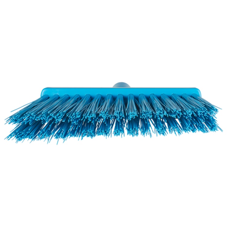 11.4" Blue Polypropylene Vikan® Angle Cut Broom Head with Stiff Polyester Bristles (Handle Sold Separately)