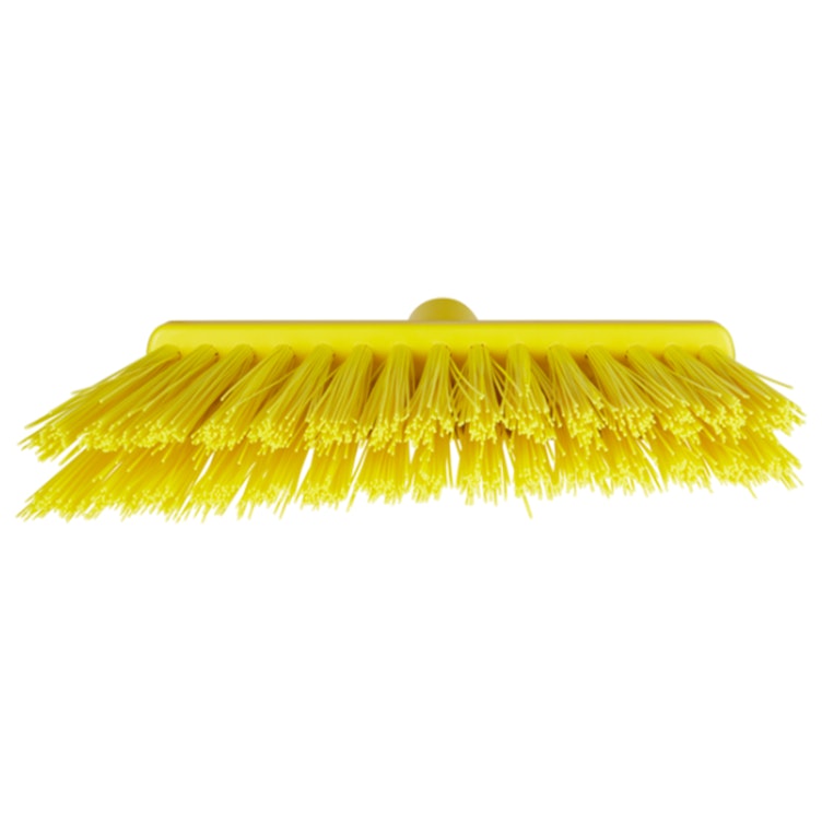 11.4" Yellow Polypropylene Vikan® Angle Cut Broom Head with Stiff Polyester Bristles (Handle Sold Separately)