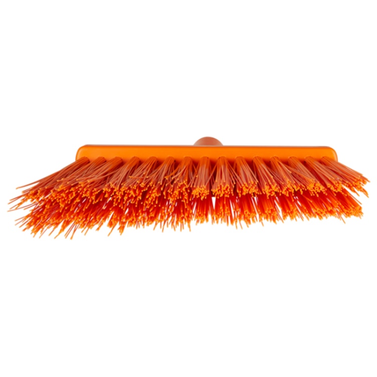 11.4" Orange Polypropylene Vikan® Angle Cut Broom Head with Stiff Polyester Bristles (Handle Sold Separately)