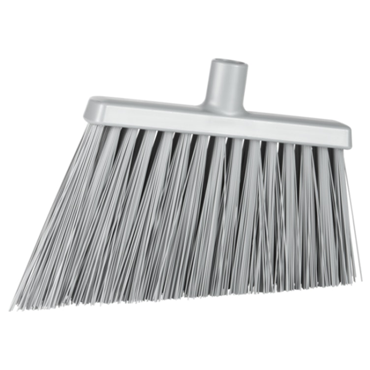 11.4" Gray Polypropylene Vikan® Angle Cut Broom Head with Stiff Polyester Bristles (Handle Sold Separately)