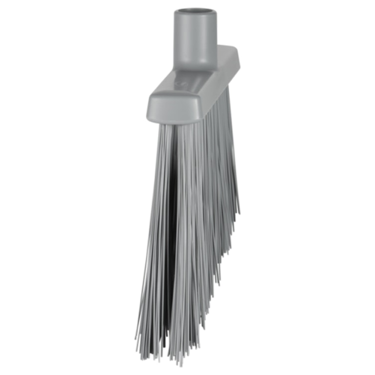 11.4" Gray Polypropylene Vikan® Angle Cut Broom Head with Stiff Polyester Bristles (Handle Sold Separately)