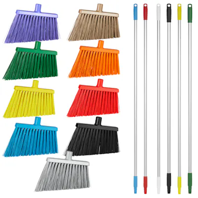 Vikan® Color-Coded Angle Cut Brooms with Aluminum Handles