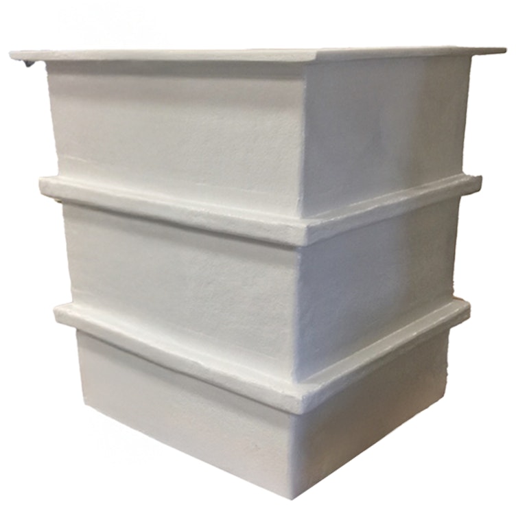 475 Gallon White Vinylester Fiberglass Square Ribbed Open Top Tank - 48" L x 48" W x 49-1/2" Hgt. (Cover Sold Separately)