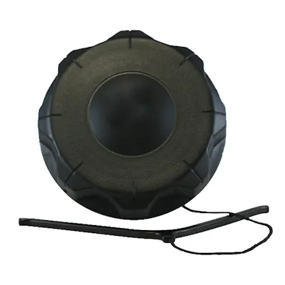 3.5" Neck Dia. Unvented Black Nylon Threaded Multi-Purpose Tank Cap with 8" Tether
