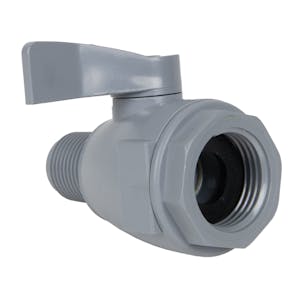 3/4" FGHT x 1/2" MNPT Gray PVC Series 074 Two-Way Ball Valve with Buna-N Seals
