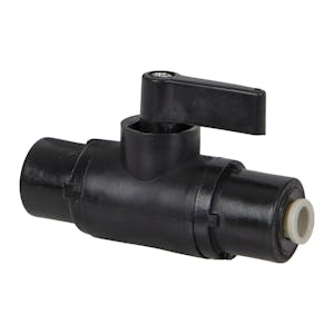 1/4" OD Push-To-Connect x 1/4" OD Push-To-Connect Black Nylon Series 226 Two-Way Ball Valve with Buna-N Seals