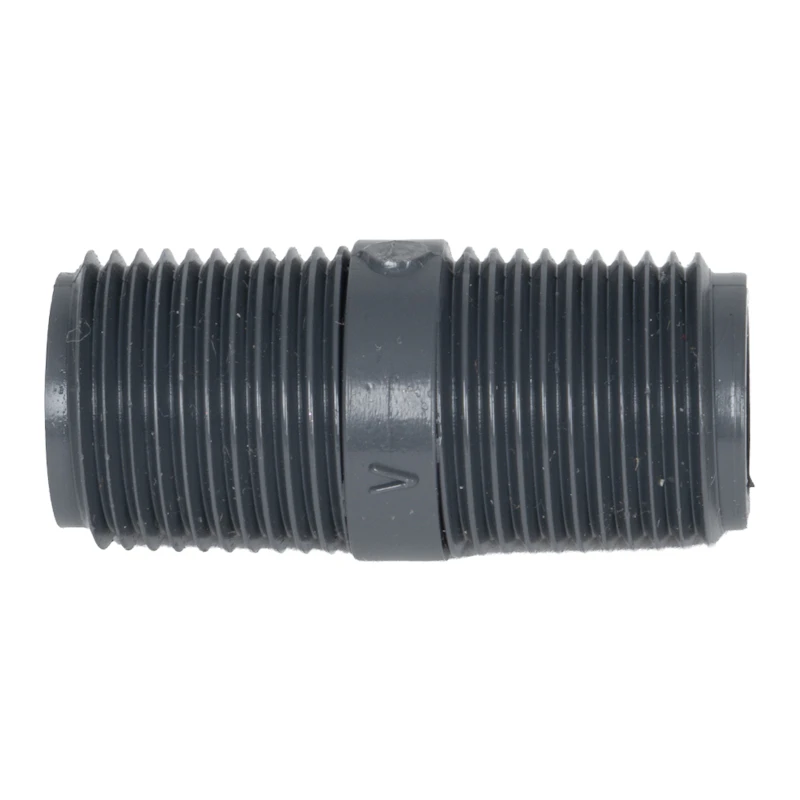 3/8" MNPT x 3/8" MNPT Smooth Gray Schedule 80 PVC Pipe Nipple - 1-1/2" L