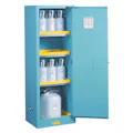 22 Gallon Blue Justrite® Suregrip® EX Space Saver Acid Safety Cabinet with 3 Shelves & 1 Manual-Close Door