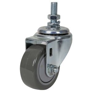 Gray Polyurethane Swivel Caster with 3" OD x 1-1/4" W Wheel & 1-1/2" Long 1/2"-13 Threaded Stem