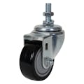 Black Polyurethane Swivel Caster with 3" OD x 1-1/4" W Wheel & 1-1/2" Long 1/2"-13 Threaded Stem