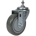 Gray Polyurethane Swivel Caster with 4" OD x 1-1/4" W Wheel & 1-1/2" Long 3/8"-16 Threaded Stem